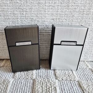 Roygra 85mm Alloy Cigarette Cases Magnetic Closure Gray Or Silver Colors